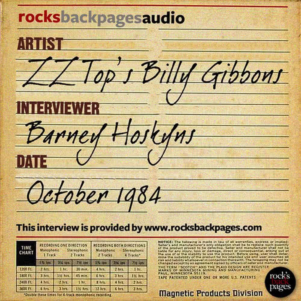 Billy Gibbons of ZZ Top Interviewed by Barney Hoskyns